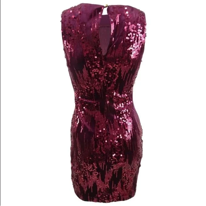 Emerald Sundae Junior's Sequined Velvet Bodycon Dress Purple Size Large Mesh Bodycon Gown