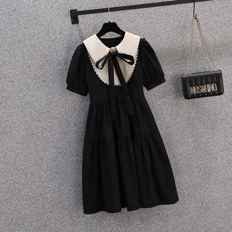 Plus Size Korean Doll Collar Shirt Dress Plus Size Polka-dots