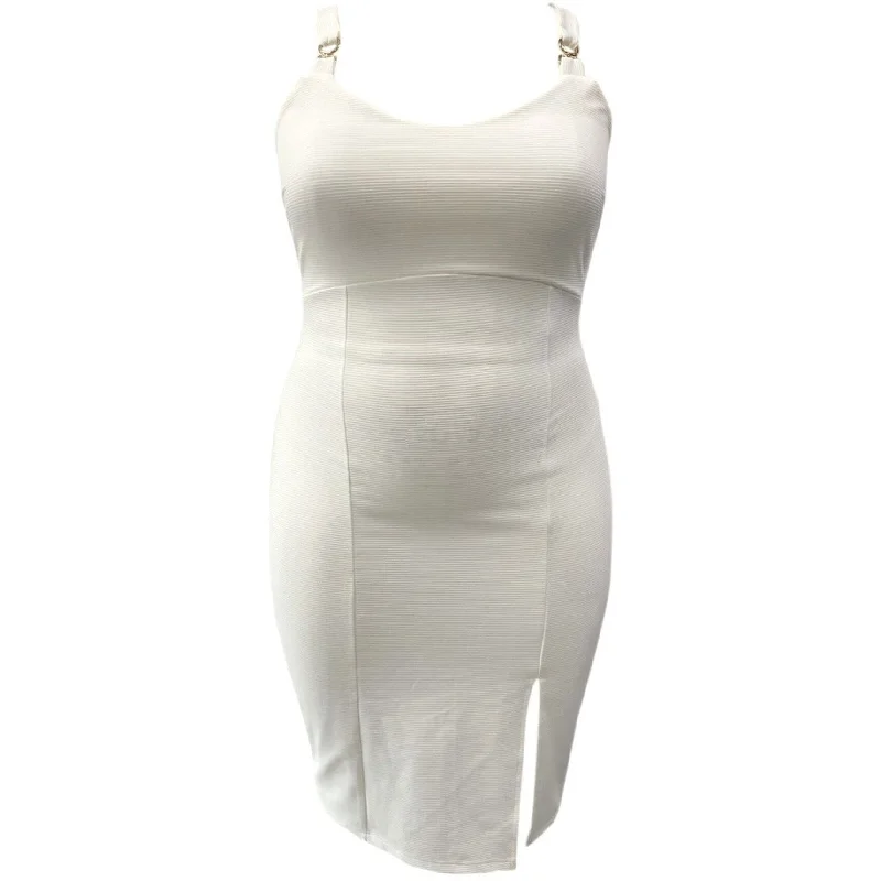 Crave Fame Womens Textured Bodycon Dress, White, 1X White Bodycon Dress