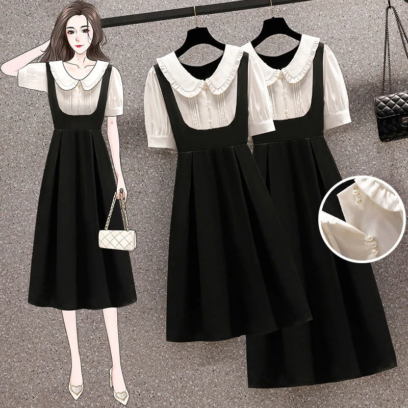 Plus Size Korean Doll Collar Shirt Dress Chic Plus Dress