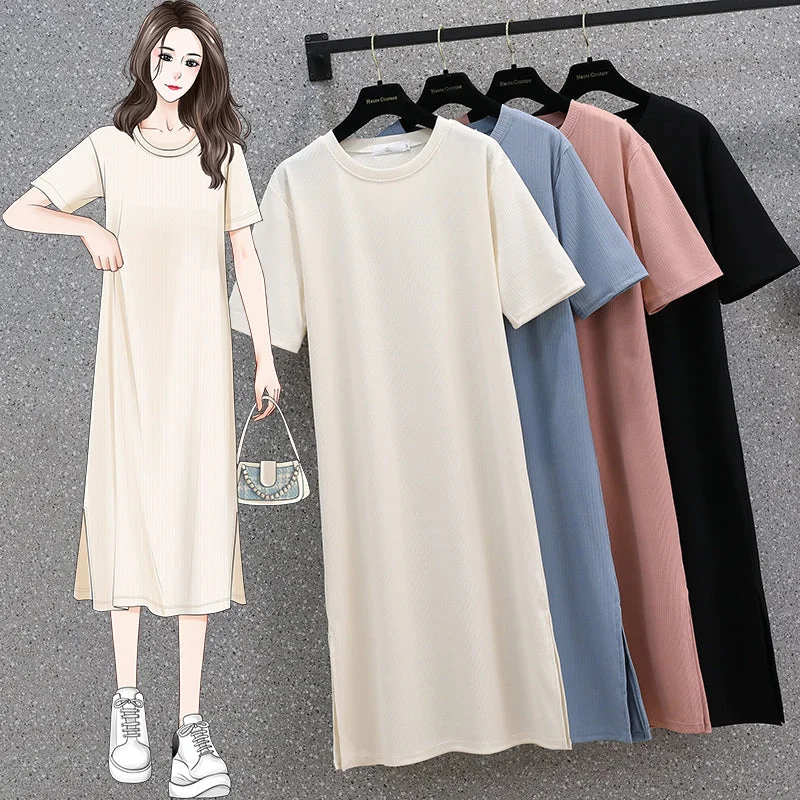 Plus size korean loose knit dress Summer Plus Dress