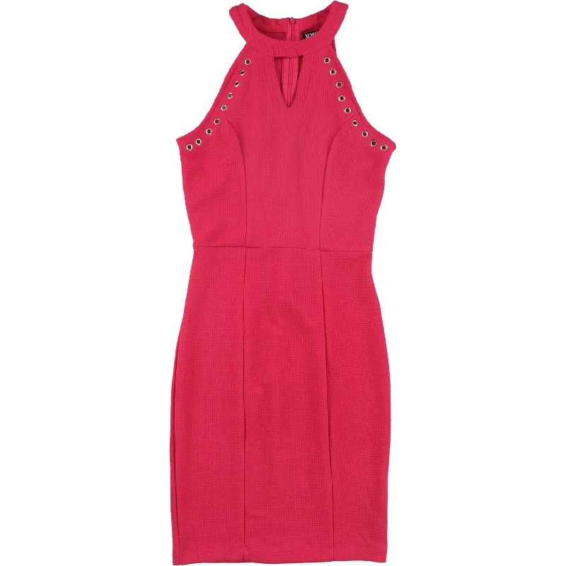 XOXO Womens Grommet Trimmed Bodycon Dress, Pink, Small Sleek Bodycon Dress