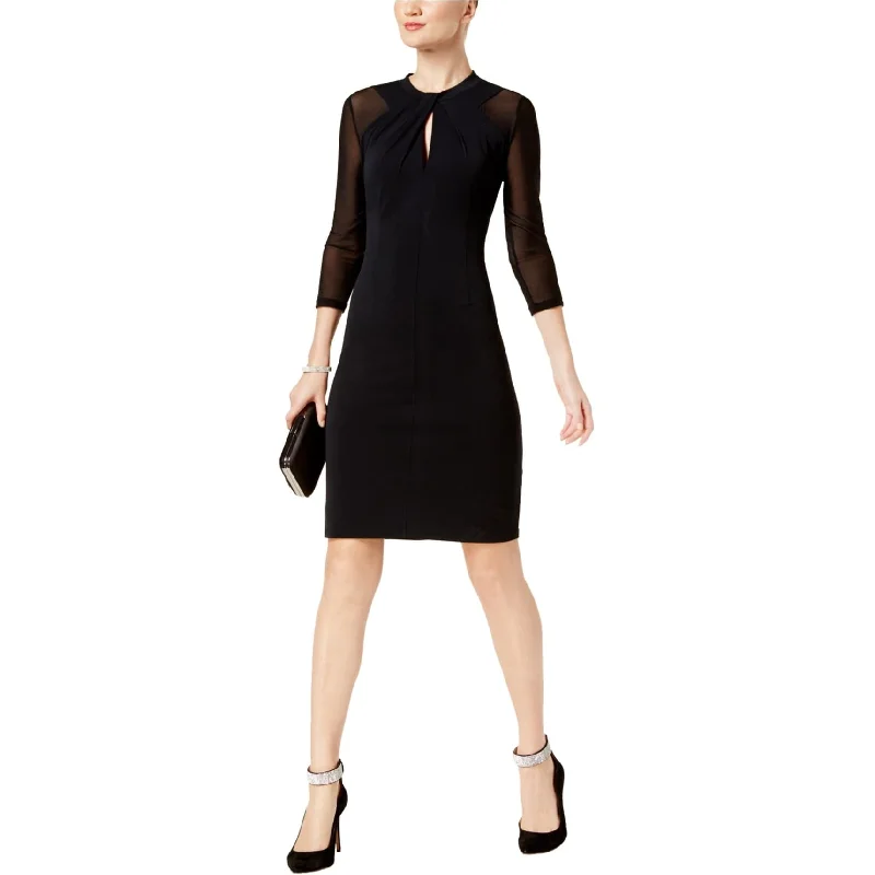 I-N-C Womens Illusion-Sleeve Bodycon Dress, Black, X-Small Strappy Bodycon Dress