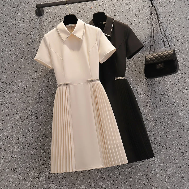 Plus Size Korean Pleat Shirt Dress Comfortable Plus Dress