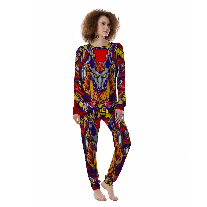 Anubis Exotic Egyptian Print Women's Pajamas Fleece pajama sets