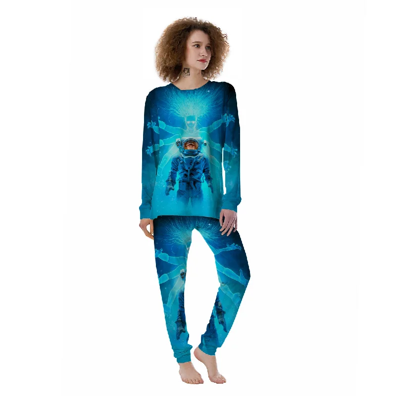 Astronaut And Female Alien Print Women's Pajamas Fall pajama sets