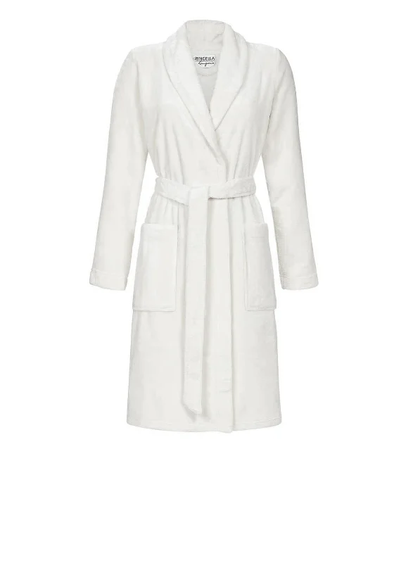 Ringella Knit Dressing Gown, White Bamboo pajama sets