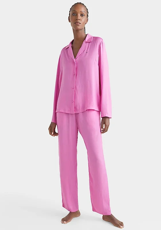 Tommy Hilfiger Womens Satin Pyjama Set, Lilac Orchid Women's pajama sets