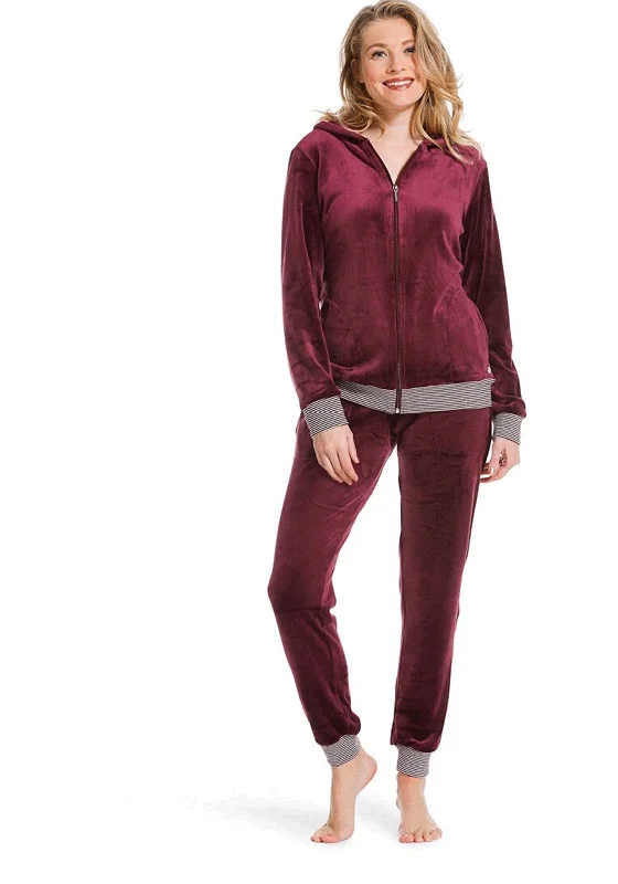 Pastunette Velour Zip Lounge Pyjama Set, Purple Pajama sets under $50