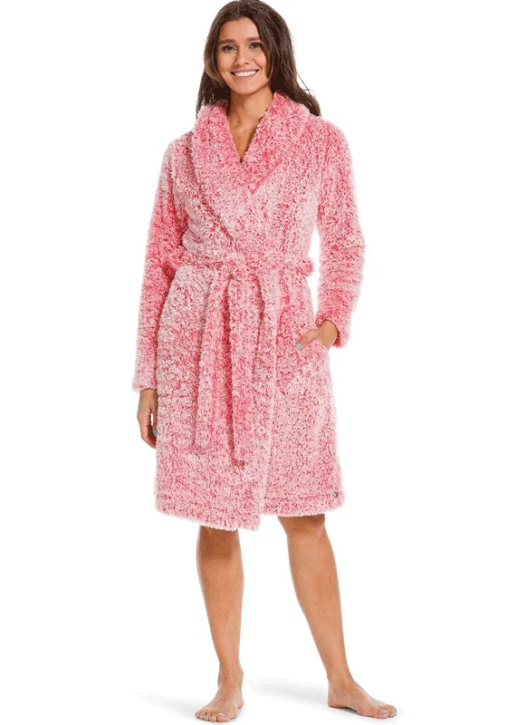 Rebelle Fluffy Shawl Collar Dressing Gown, Pink Personalized pajama sets