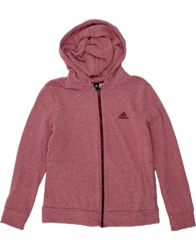 ADIDAS Womens Graphic Zip Hoodie Sweater UK 10 Small Pink Flecked Travel-friendly sweaters