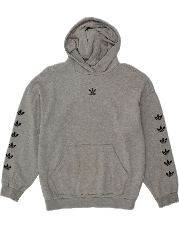 ADIDAS Womens Oversized Longline Graphic Hoodie Jumper UK 10 Small  Grey Acrylic sweaters