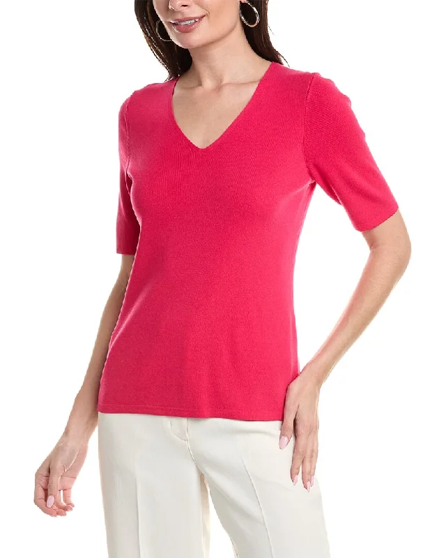 Anne Klein Half Sleeve V-Neck Top Turtleneck sweaters