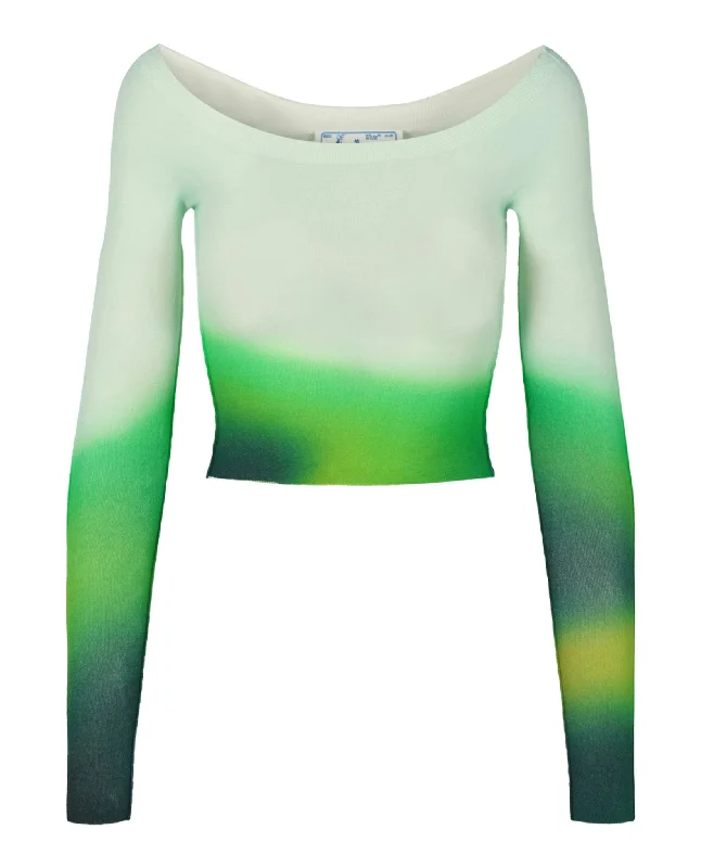 Off-White Womens Blurred Seamless Knit Top Spring sweaters