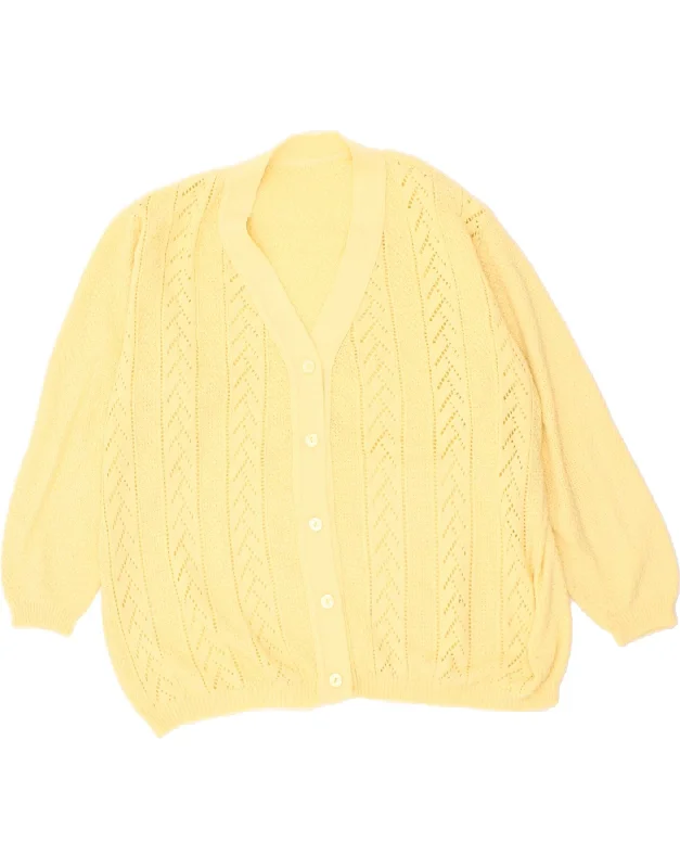 VINTAGE Womens Cardigan Sweater UK 22 3XL Yellow Luxury sweaters