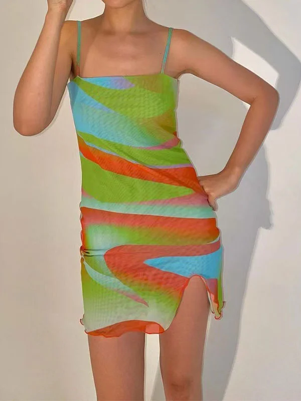 Multi Color Mesh Mini Dress Best mini dresses for date night