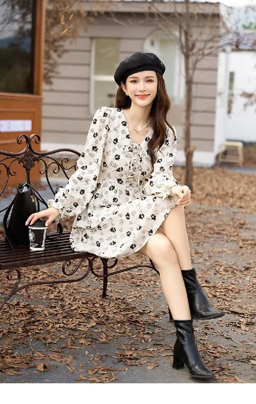 Black Floral Mini Dress for Women Women's trendy mini dresses sale