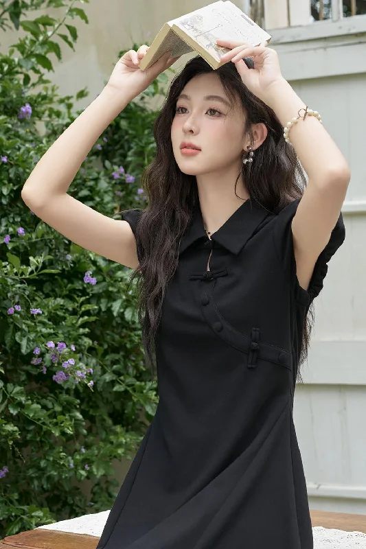 Women's Black Mini Dress with Short Sleeve Formal mini dresses