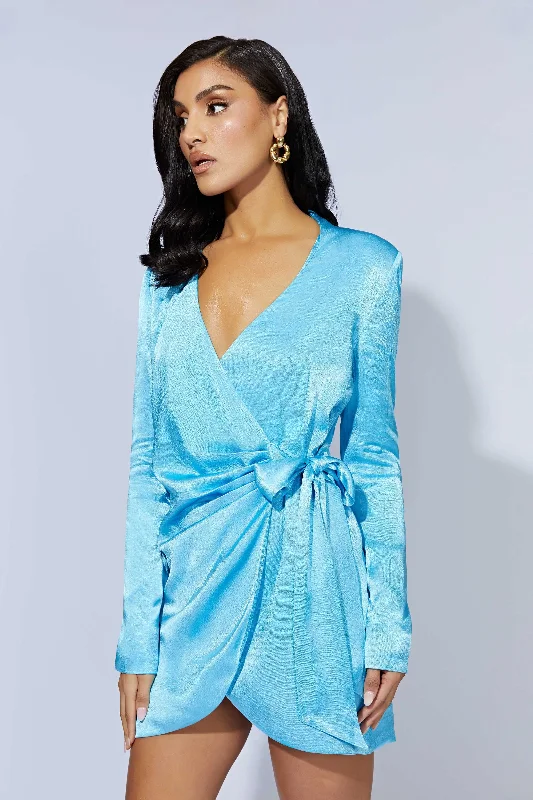 Saira Tie Up Mini Dress - Azure Blue Edgy mini dresses