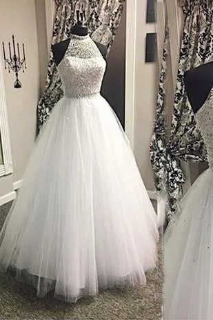 Halter Beading Wedding Dresses Floor-Length Long Wedding Dresses Wedding Dresses SC28 Lace Wedding Gown