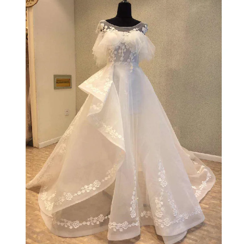 Unique Fashion On Sale Bridal Cheap Long Wedding Dresses, WG1224 Lace Train Dress