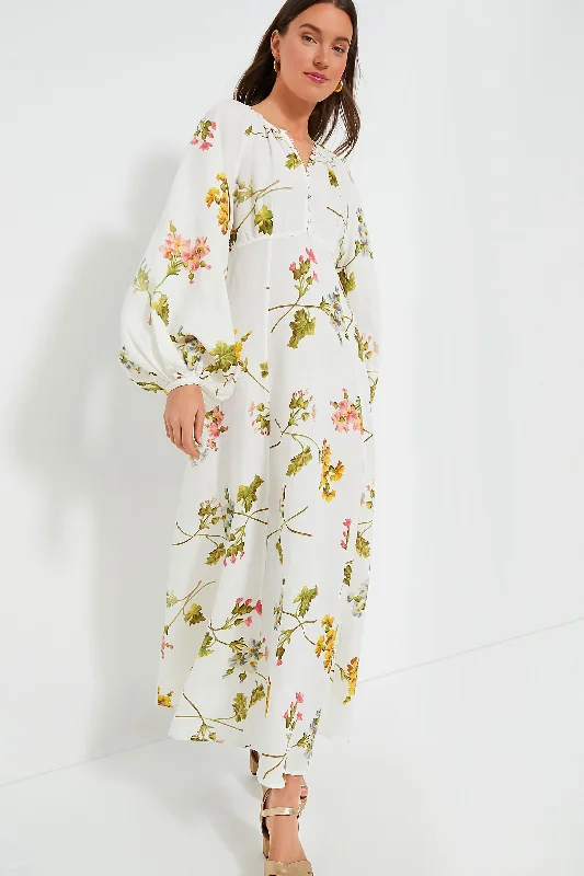 Botanical Linen Relaxed Midi Dress Edgy midi dresses