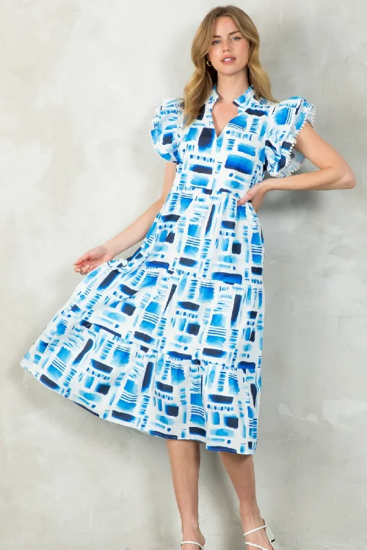 Azure Brushstroke Midi Dress Affordable midi dresses