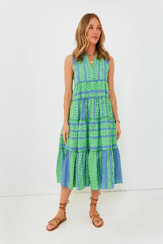 Green and Blue Tanzanitis Midi Dress Fashion-forward midi dresses