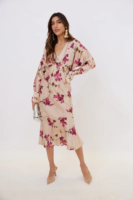 Lyndon Printed Long Sleeve Midi Dress Fall midi dresses