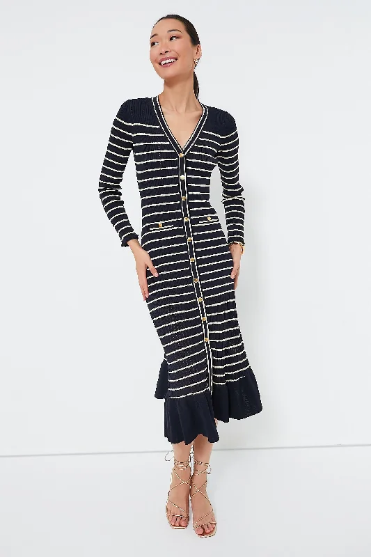 Navy Stripe Marina Midi Dress Spring midi dresses