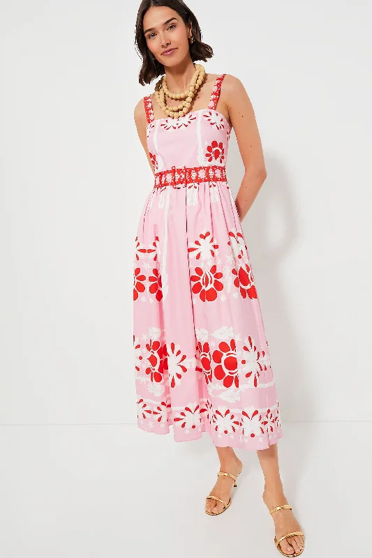 Pink Geo Flower Ninet Midi Dress Graduation midi dresses