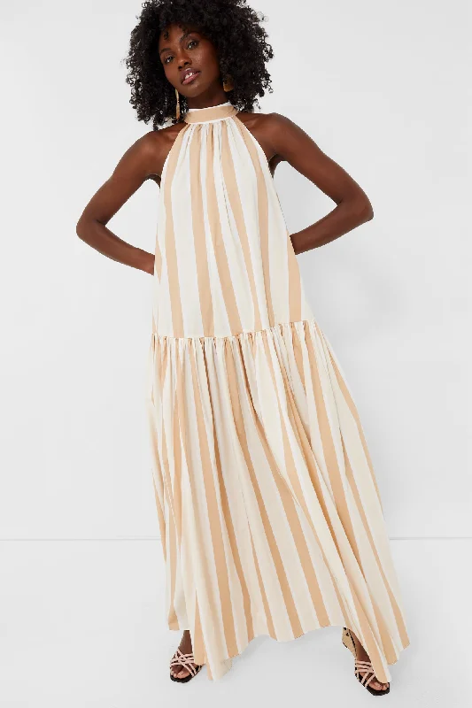 Sand Stripe Midi Marlowe Dress Spring midi dresses