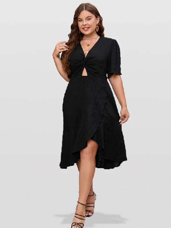 Twist Front Cut Out Ruched Midi Dress Best value midi dresses