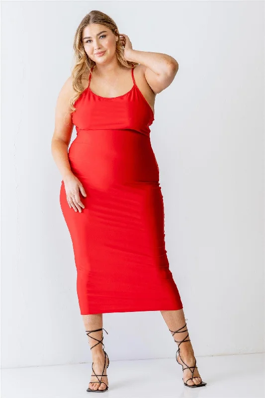 Plus Size Strappy Back Criss-Cross Midi Dress Strapless midi dresses