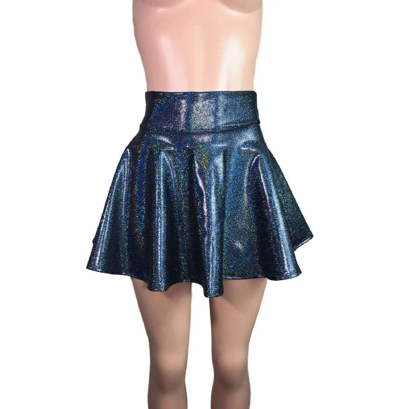 Skater Skirt - Black Holographic Smocked unclassified skirts