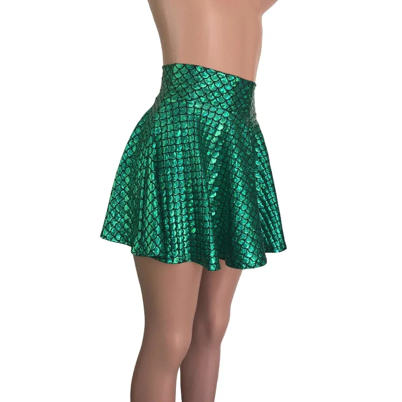 Skater Skirt - Green Mermaid Scales Beaded unclassified skirts