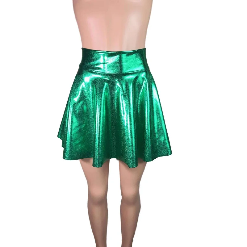 Skater Skirt - Green Metallic Chic unclassified skirts