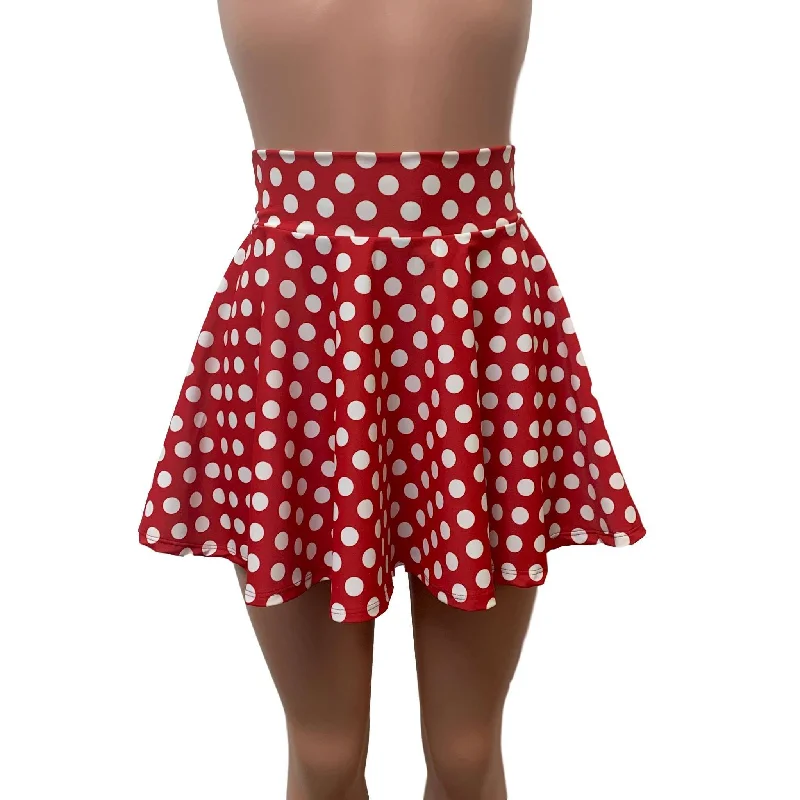 Skater Skirt - Red & White Polka Dot Floral unclassified skirts