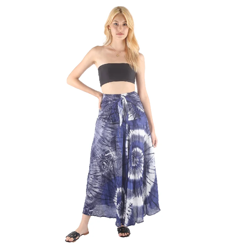 Tie Dye Women's Bohemian Skirt in Navy SK0033 020244 04 High-low unclassified skirts