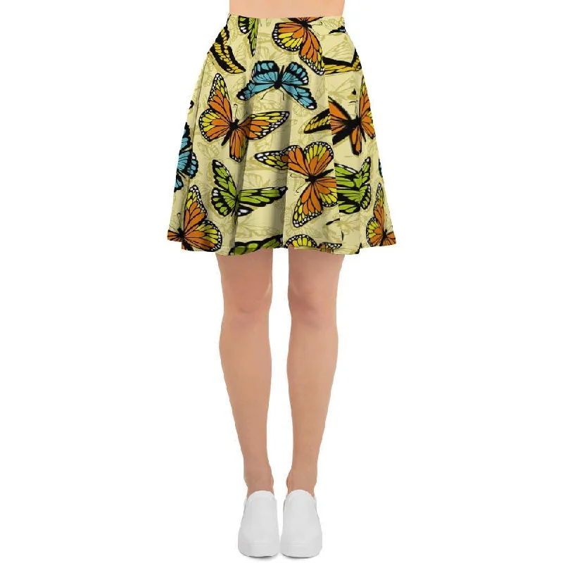 Yellow Butterfly Pattern Print Women's Skirt Embroidered unclassified skirts