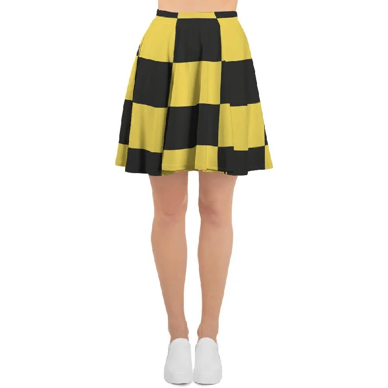 Yellow Checkered Print Women's Skirt Minimalist unclassified skirts