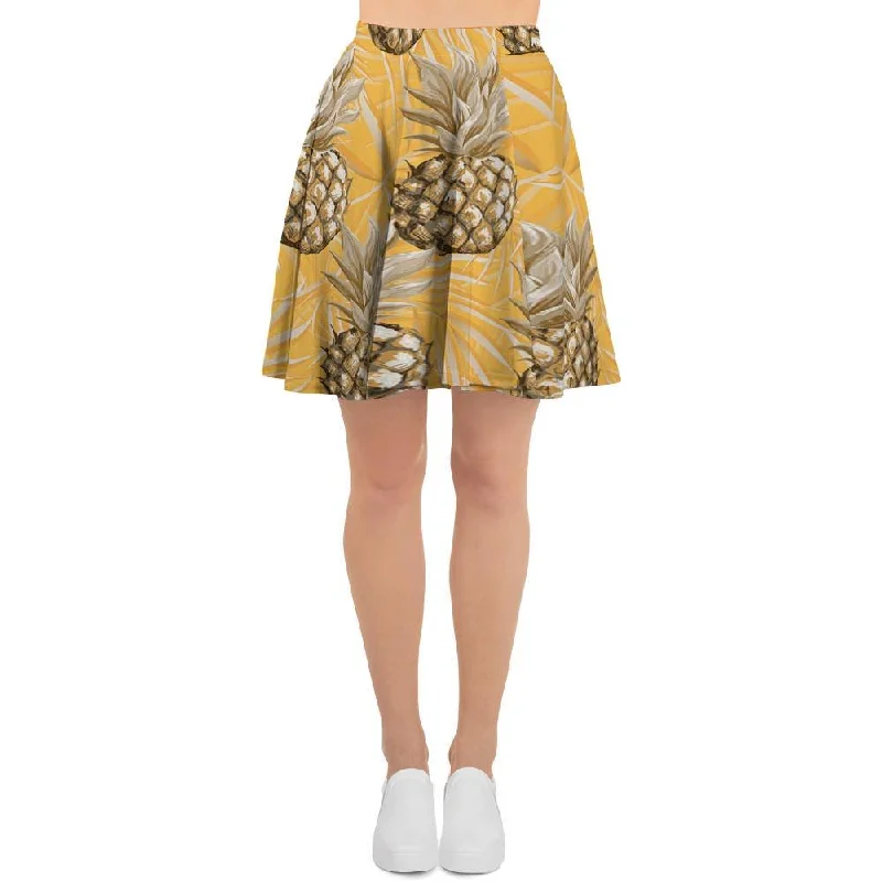 Yellow Hawaiian Pineapple Print Women's Skirt Festival unclassified skirts