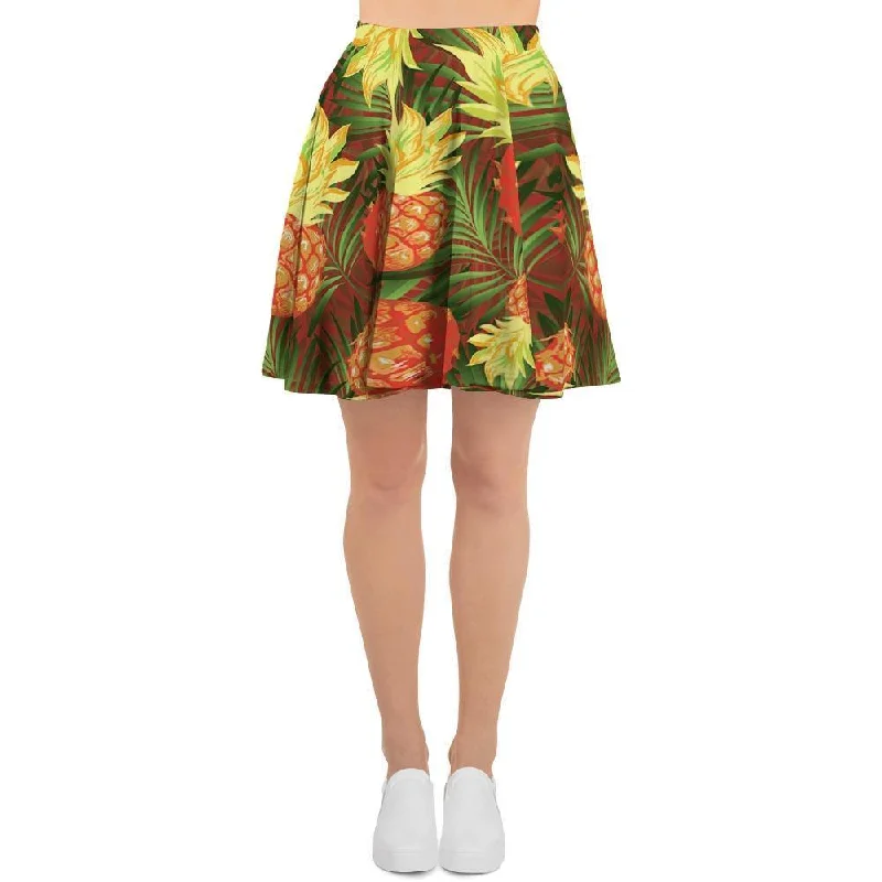 Yellow Neon Pineapple Hawaiian Print Women's Skirt Printed unclassified skirts