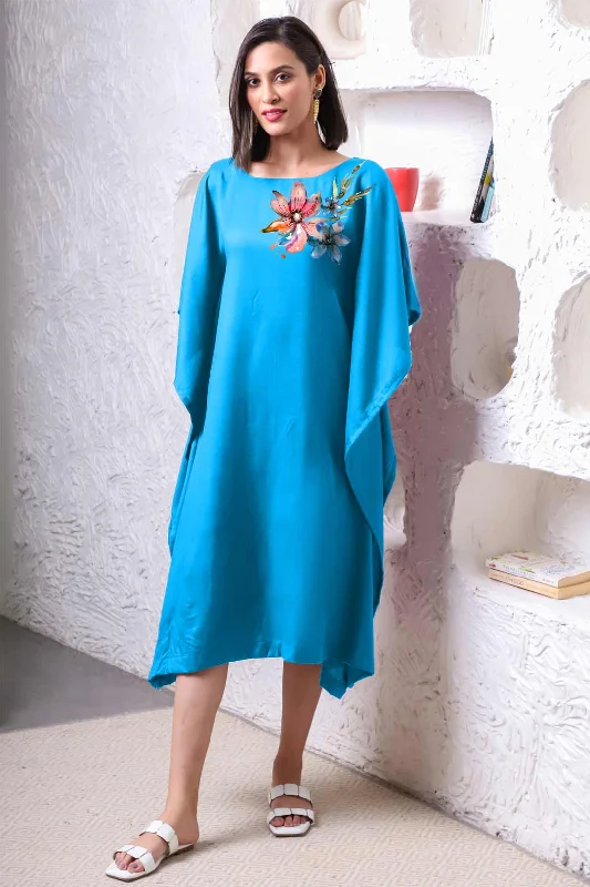 Turquoise Rayon Long-Kaftan - FnF Zara maxi dresses