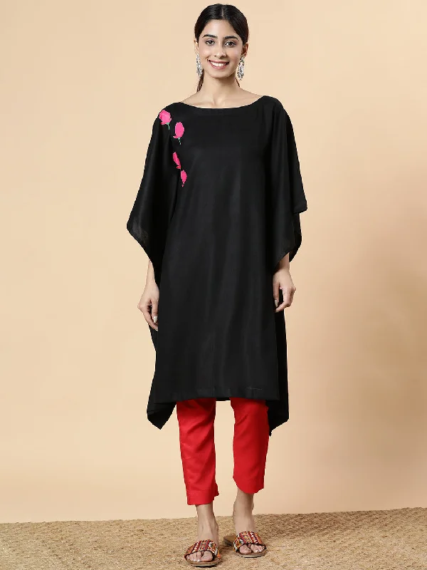 Black Rayon Long-Kaftan - Buds Boohoo maxi dresses