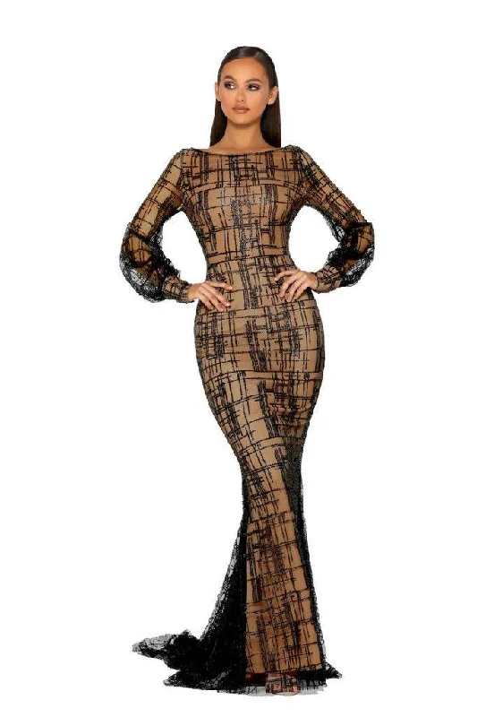 Portia And Scarlett 17655T Long Sleeve Formal Dress Smocked maxi dresses