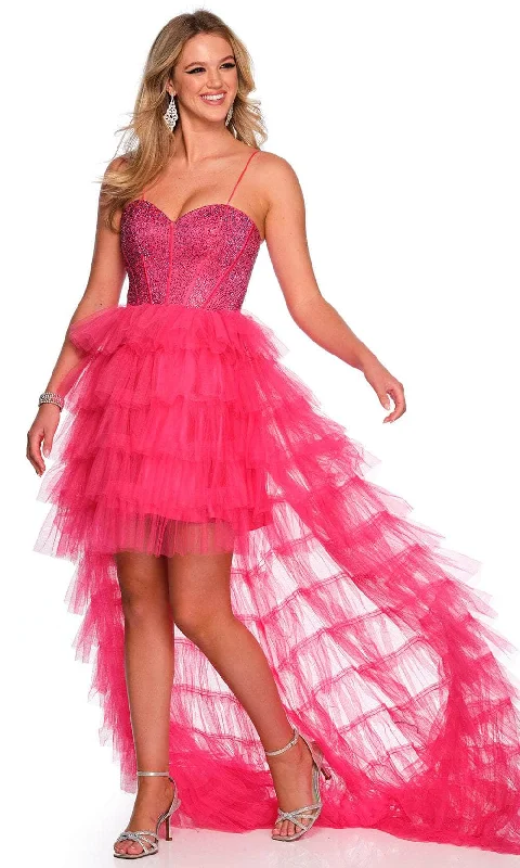 Dave & Johnny 11174 - Sweetheart Ruffled Hi-Low Prom Gown Chiffon party dresses