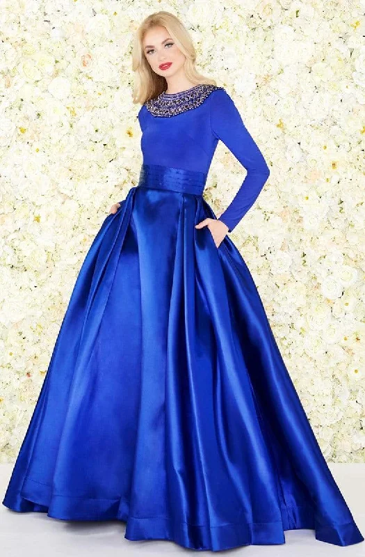 Mac Duggal - Embellished Long Sleeves Ballgown 12093R - 1 pc Midnight Blue in size 4 Available Zara party dresses