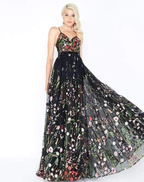 Mac Duggal - Sheer Sweetheart Floral Embroidered A-Line Gown 62989M - 1 pc Black Multi in Size 6 Available Engagement party dresses