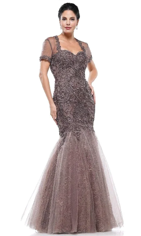 Marsoni by Colors - M259 Metallic Embroidered Sweetheart Trumpet Gown - 1 pc Taupe In Size 12 Available Sexy little black party dresses